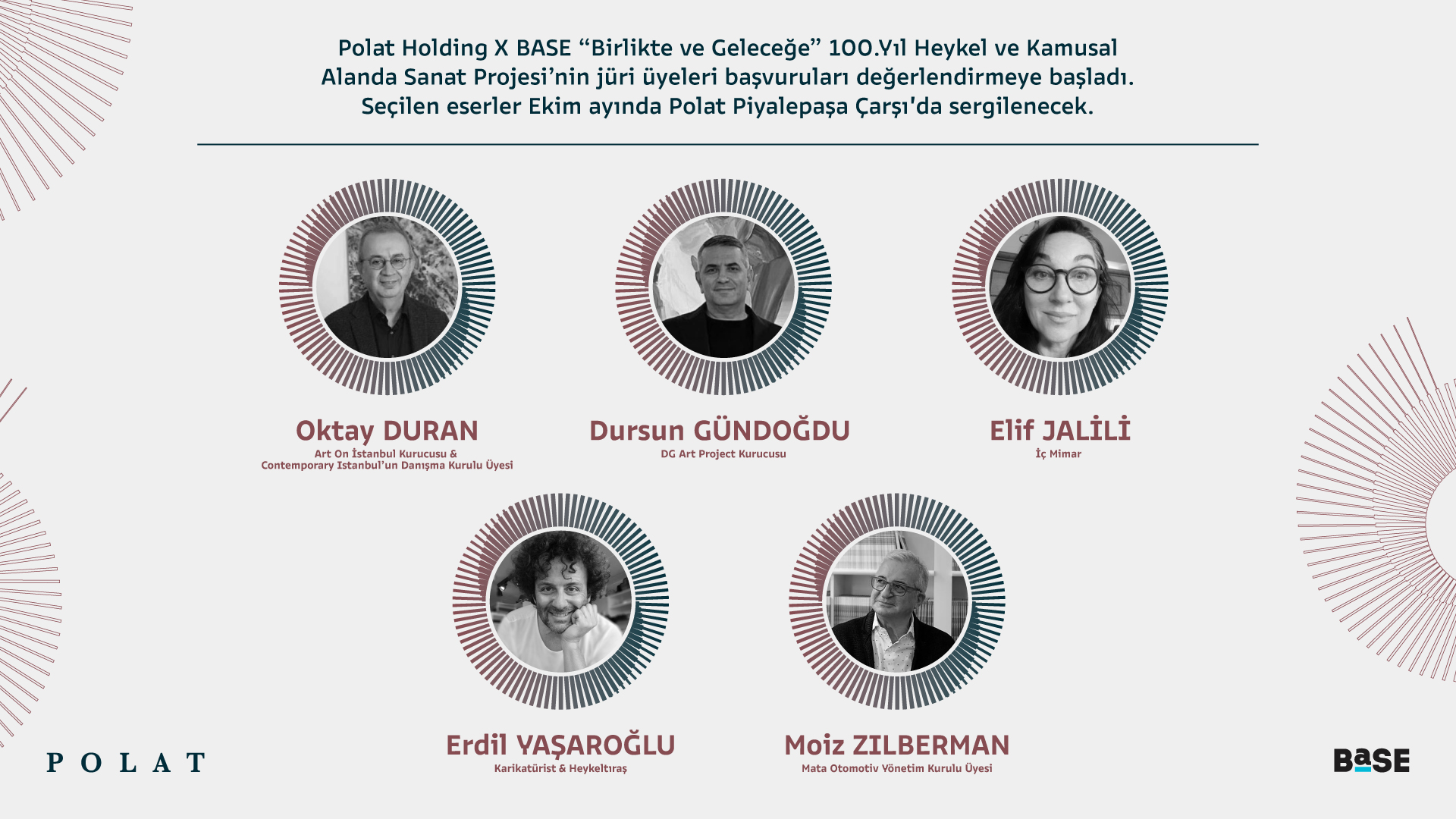 Polat Holding X BASE “Birlikte ve Geleceğe” 100.Yıl Heykel ve Kamusal Alanda Sanat Projesi’nin jüri üyeleri başvuruları değerlendirmeye başladı.